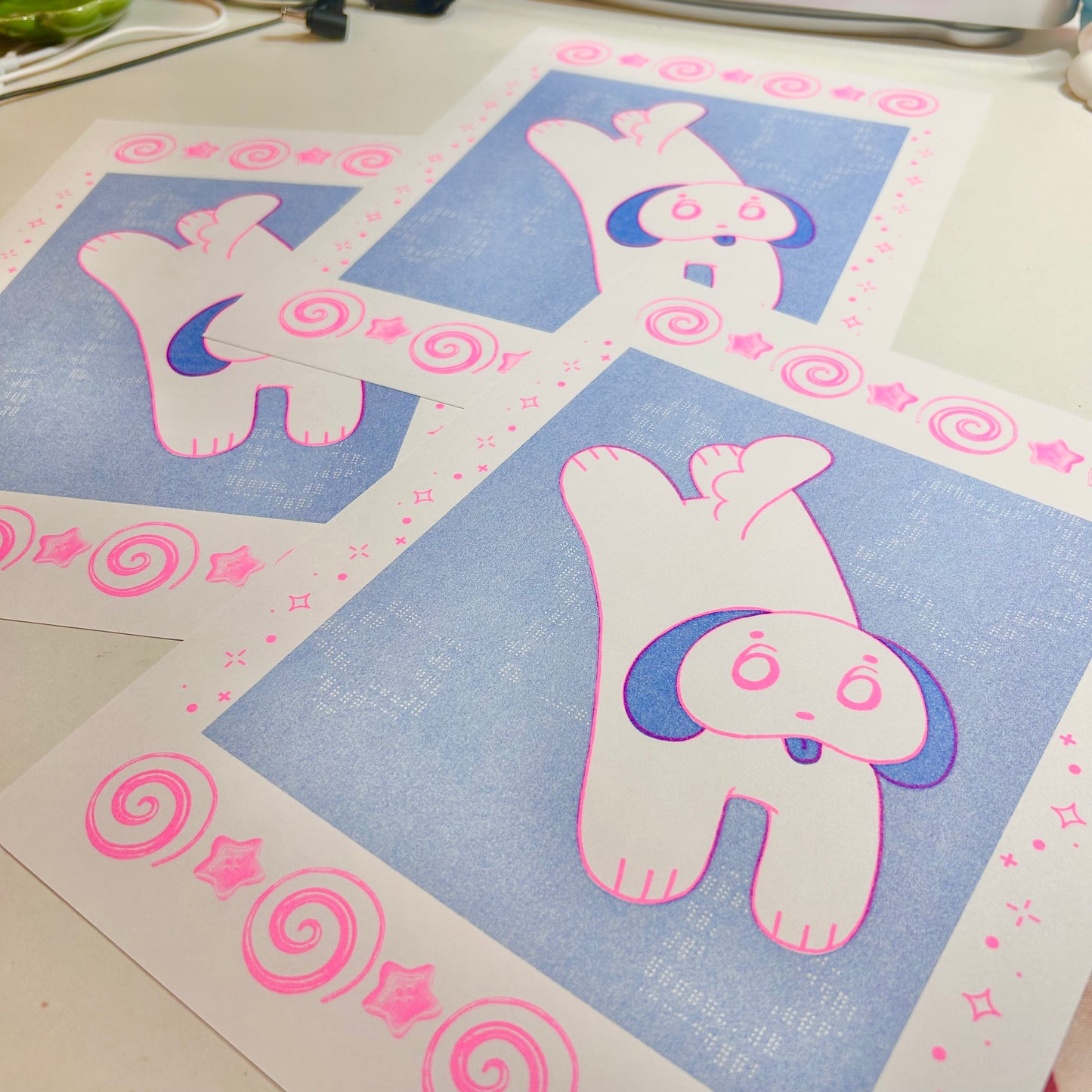 doggie in the stars riso print