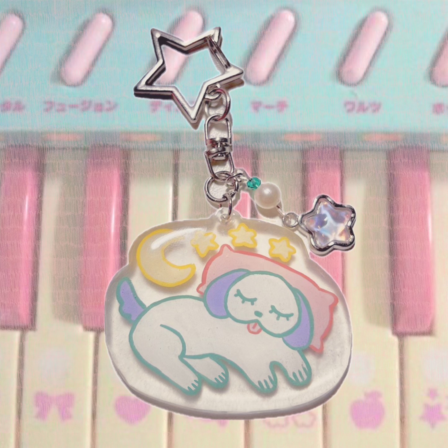 sleepy doggie keychain